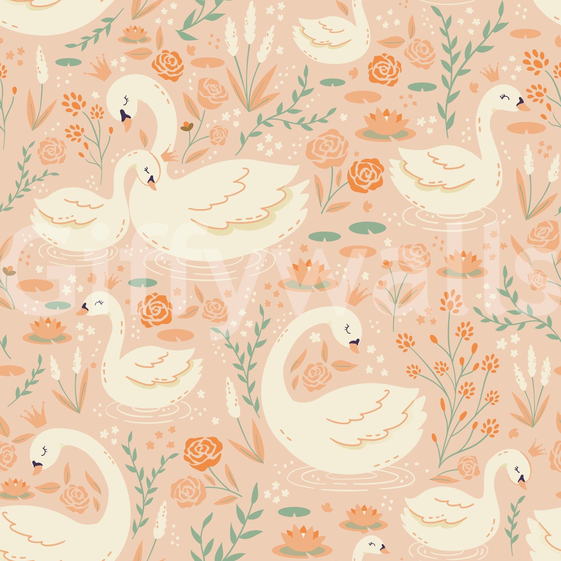 Soft vintage aesthetic in Swan Lake Floral Dreams print.