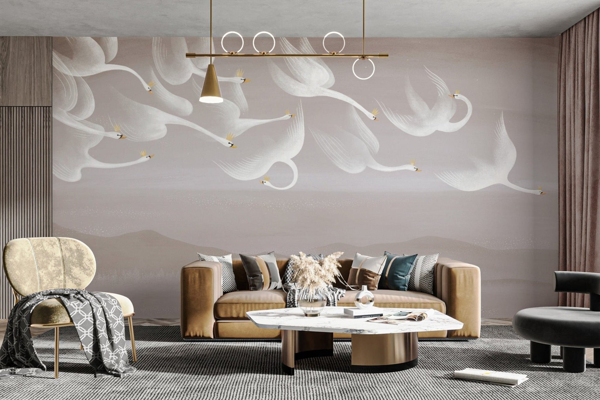 Nature-inspired swan wallpaper with calm hues
