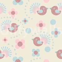Subtle pattern wallpaper for walls using the Sweet Birdies and Blooms in pasteltones Wallpaper.
