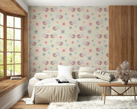 Soft pastel color palette of the Sweet Birdies and Blooms in pasteltones Wallpaper.