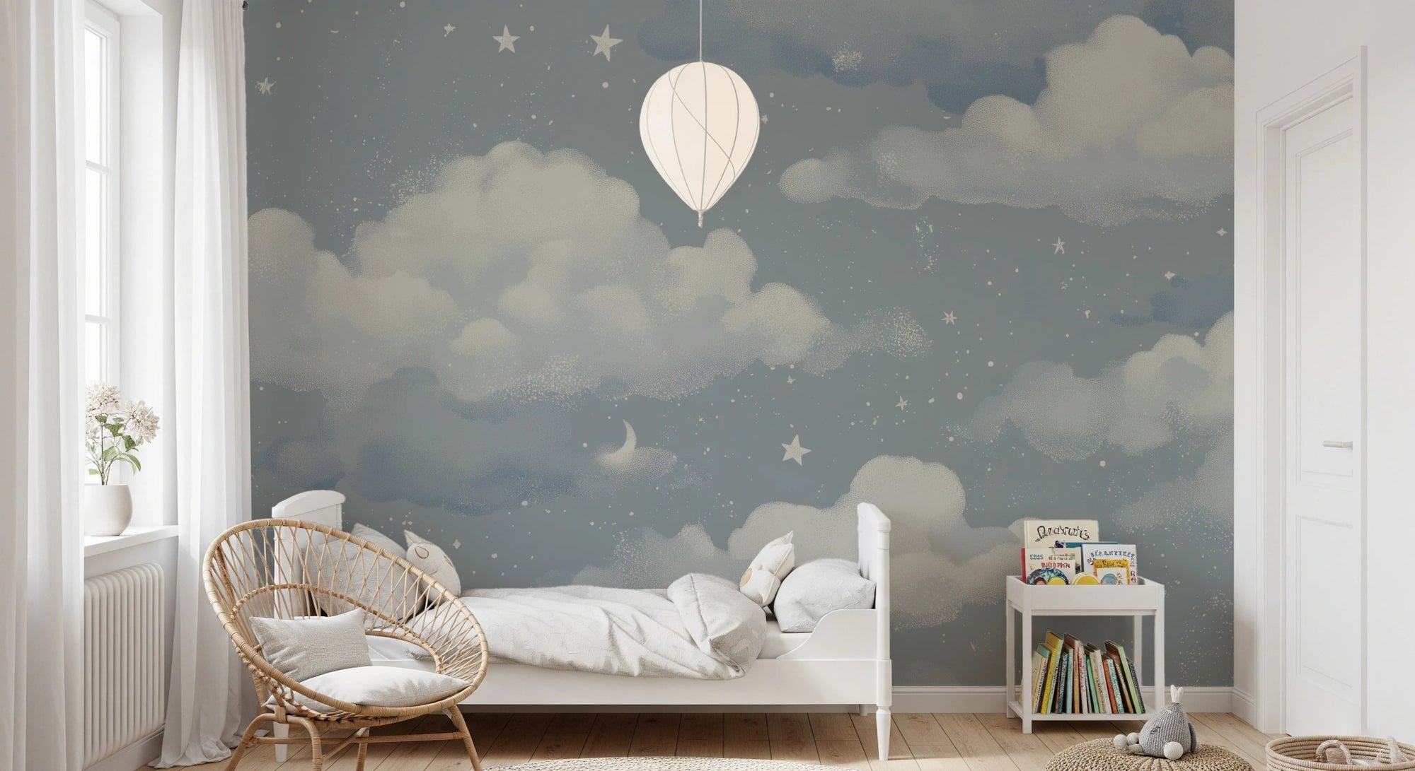 Soft cloud pattern in Sweet Dreams – Blue wall mural for a kids room, GD8136