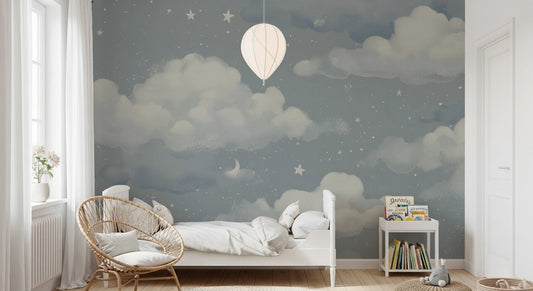 Soft cloud pattern in Sweet Dreams – Blue wall mural for a kids room