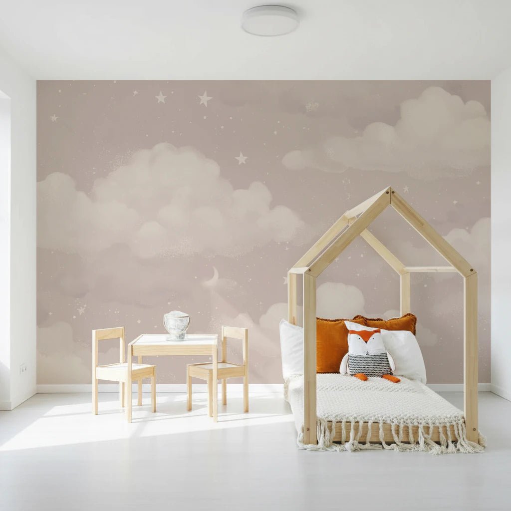 Soft cloud pattern in Sweet Dreams – Blush wall mural for a Kids room, GD8135