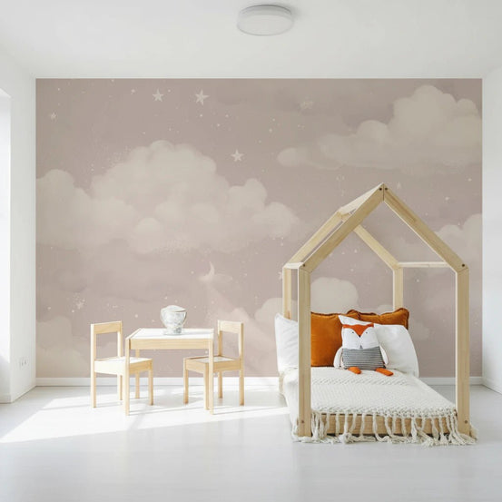 Soft cloud pattern in Sweet Dreams – Blush wall mural for a Kids room, GD8135