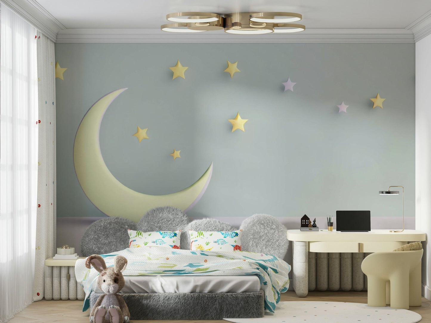 Sweet Dreams nursery wall mural with pastel design

