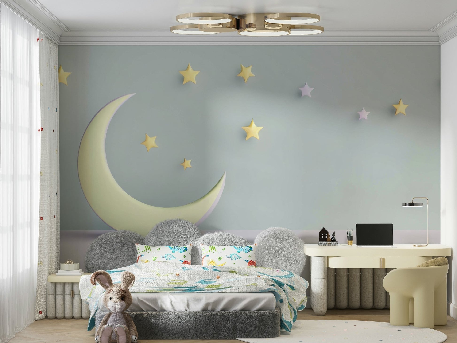Sweet Dreams nursery wall mural with pastel design

