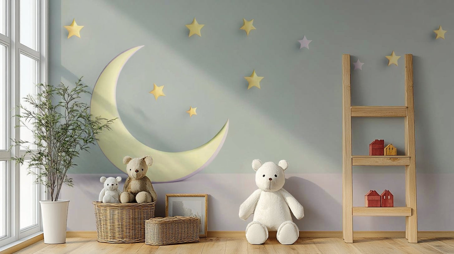 Soft pastel-colored Sweet Dreams nursery wall mural

