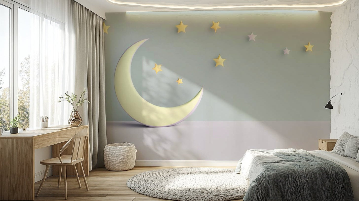 Soft pastel Sweet Dreams nursery mural for walls

