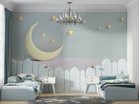 Sweet Dreams nursery wall mural with dreamy colors

