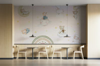 A few simple, white stars are scattered around the clouds.

