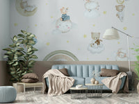 The rainbow is made up of gentle, pastel colors.

