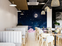 Calming moon mural for nursery or bedroom walls

