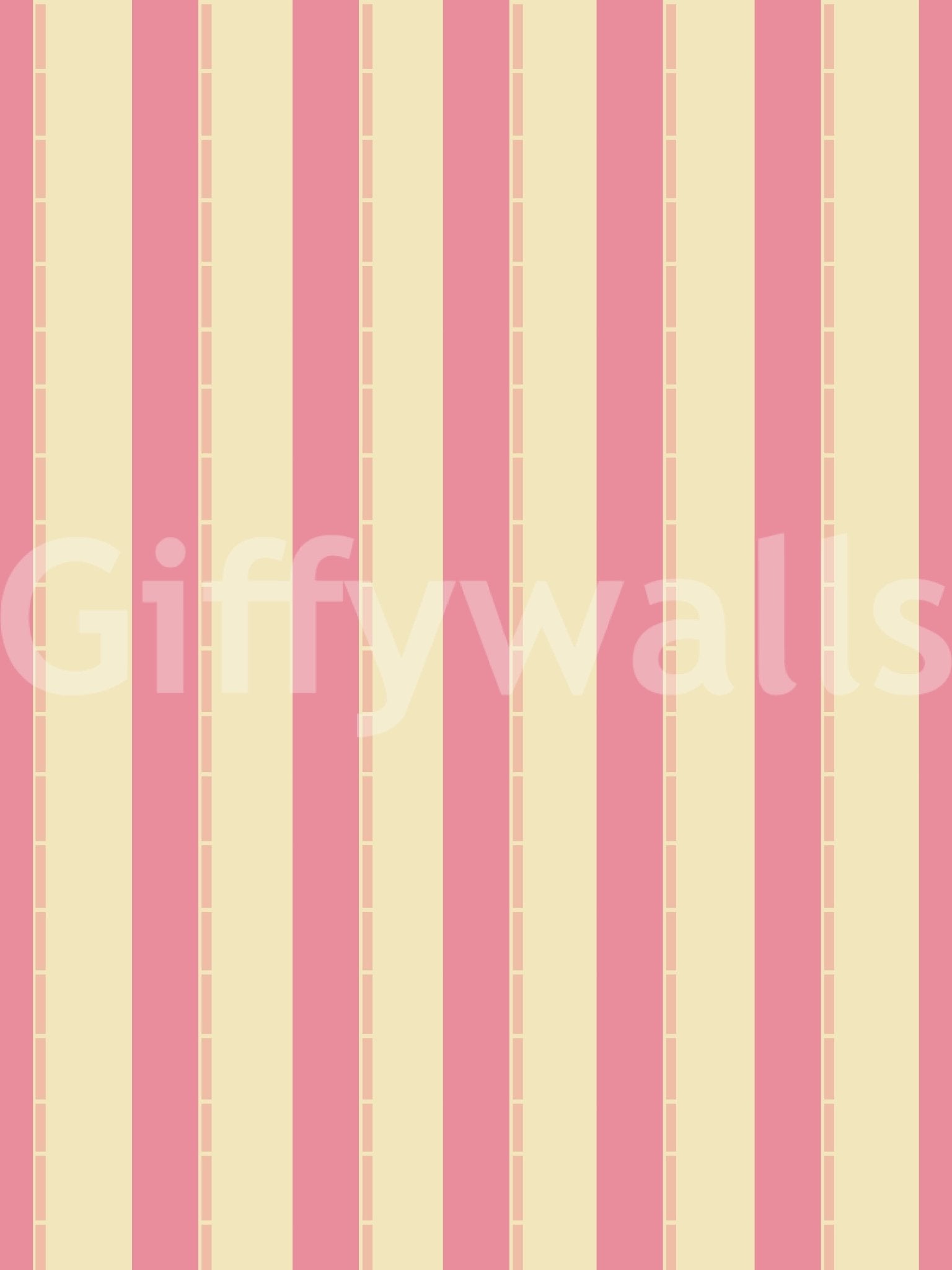 Sweet Stripes Wallpaper with vertical pink and beige bands in clean repeat pattern finish
