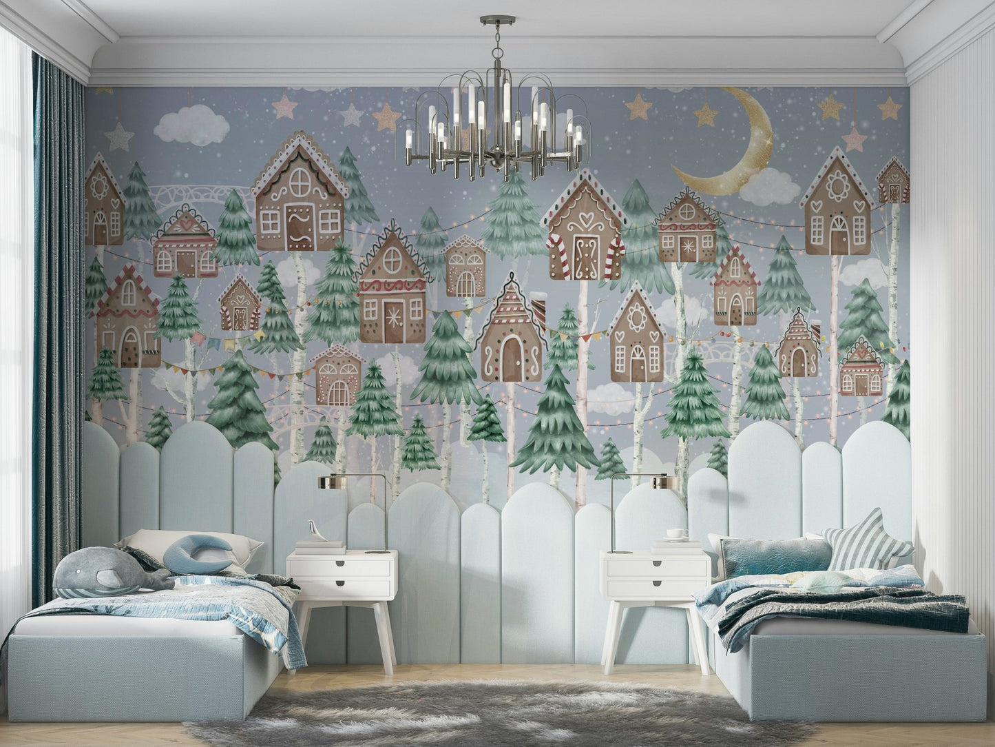 The background is a gentle, snowy landscape.

