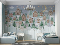 The background is a gentle, snowy landscape.

