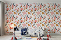 Bright nursery environment features Sweet Woodland Mushrooms wallpaper.⁠GD9451