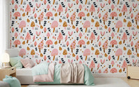 Playful vibes in a kids bedroom using the mushrooms wallpaper.⁠GD9451