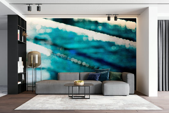 Swimming Pool Wall Mural with shimmering blue water and bokeh light GD4968
