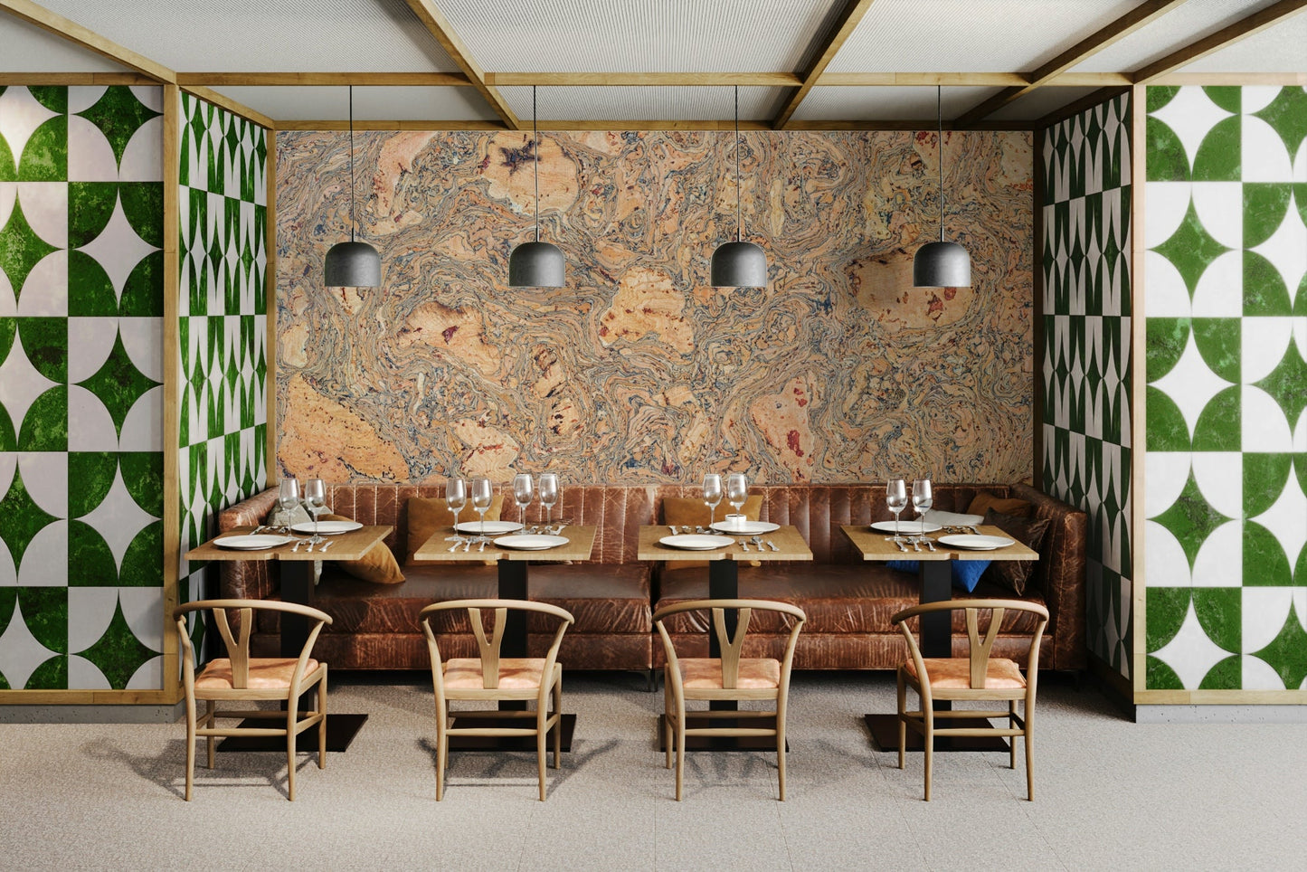 Swirled Natural Cork Texture Wall Mural