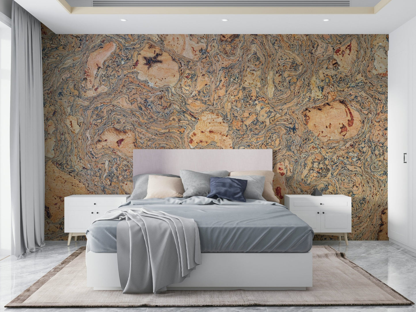 Swirled Natural Cork Texture Wall Mural