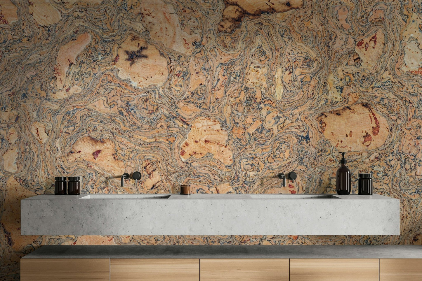 Swirled Natural Cork Texture Wall Mural