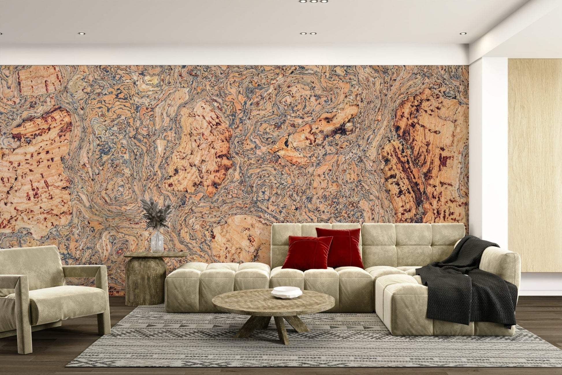 A serene cork bark wall mural for your decor.

