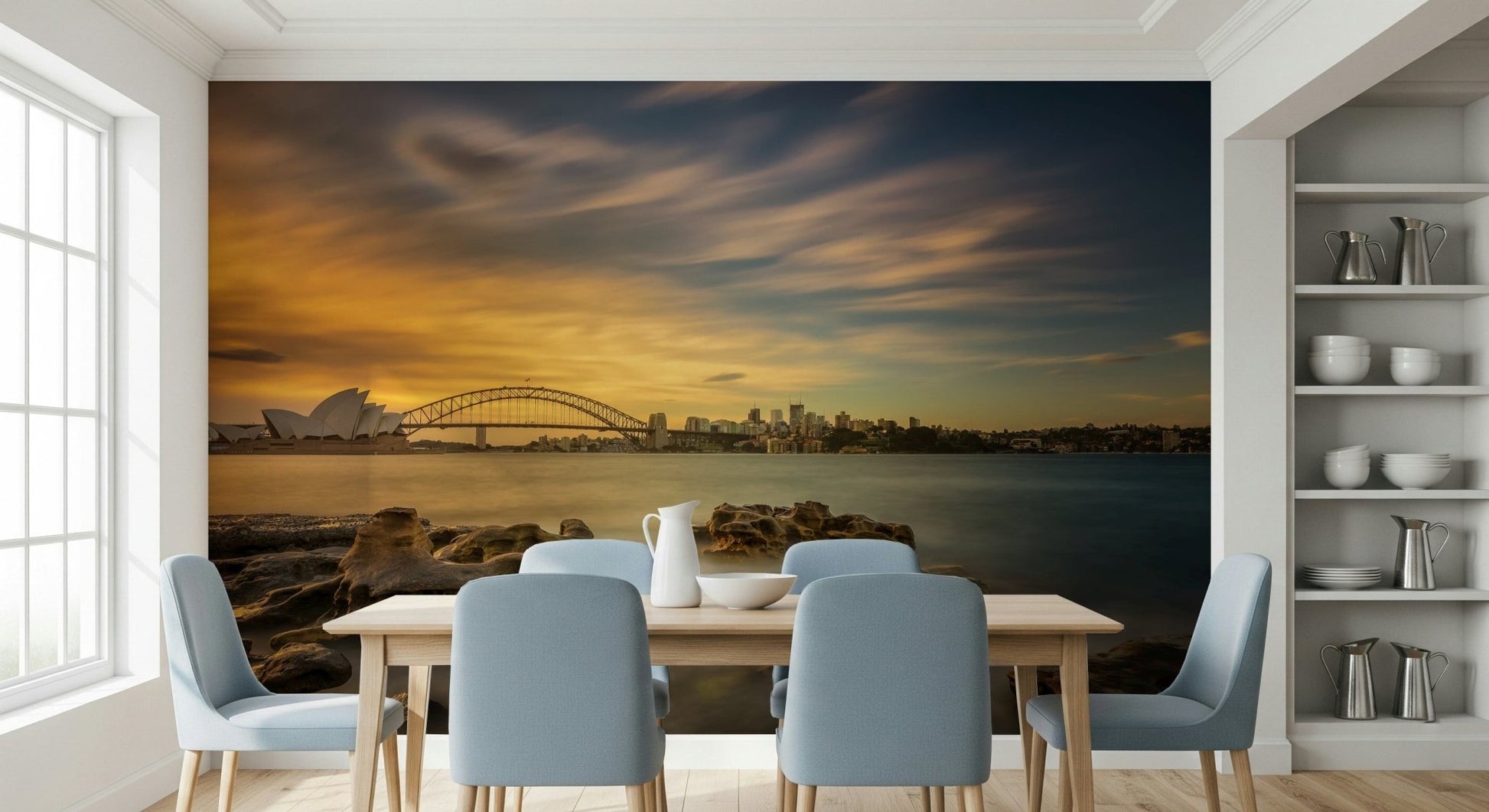 An artistic minimalist form mural for home decor.