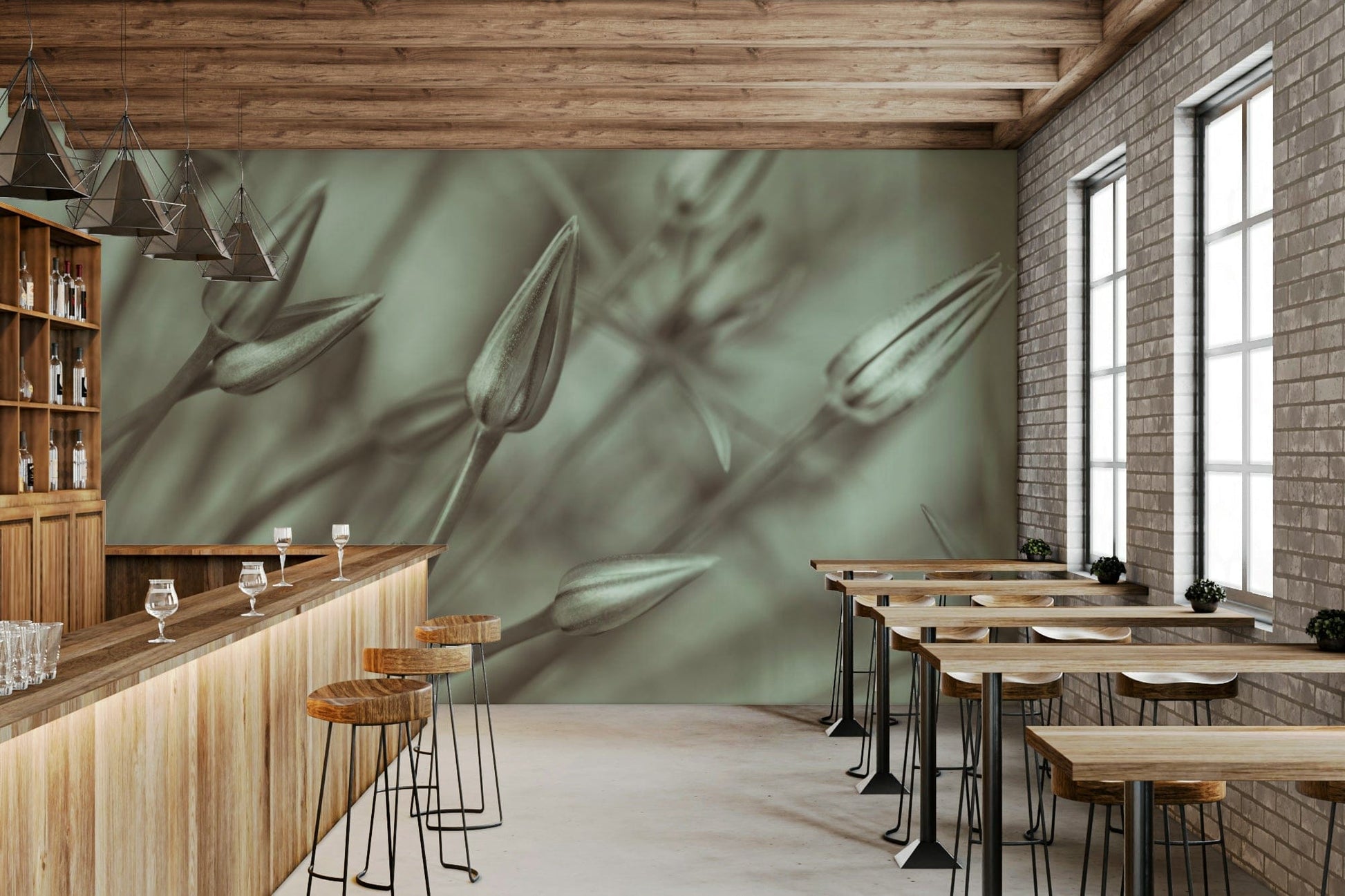 Symphony of Alliums wallpaper: Monochrome buds, elegant wall mural.