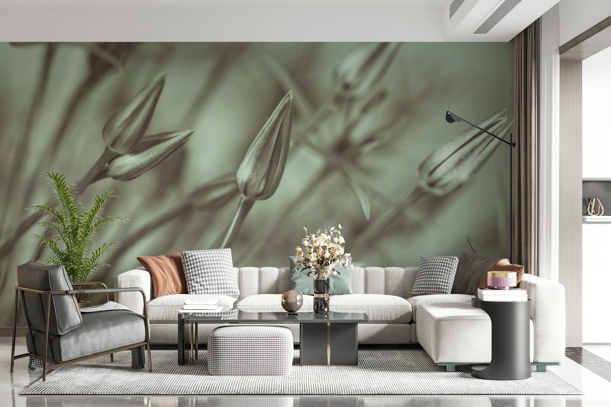 Symphony of Alliums Delicate botanicals on a premium wall mural.