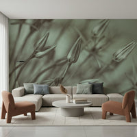 Sepia Alliums wall covering for serene interior design.