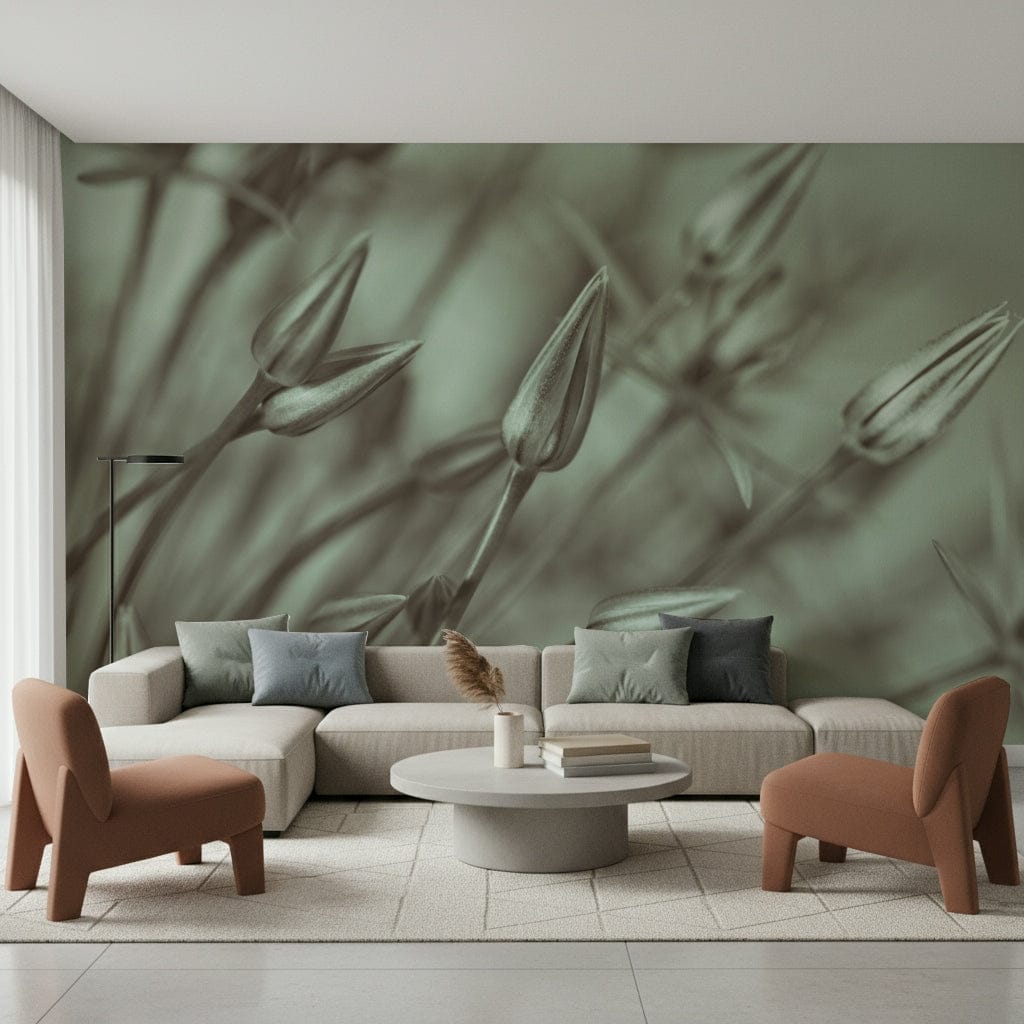 Sepia Alliums wall covering for serene interior design., GD7084