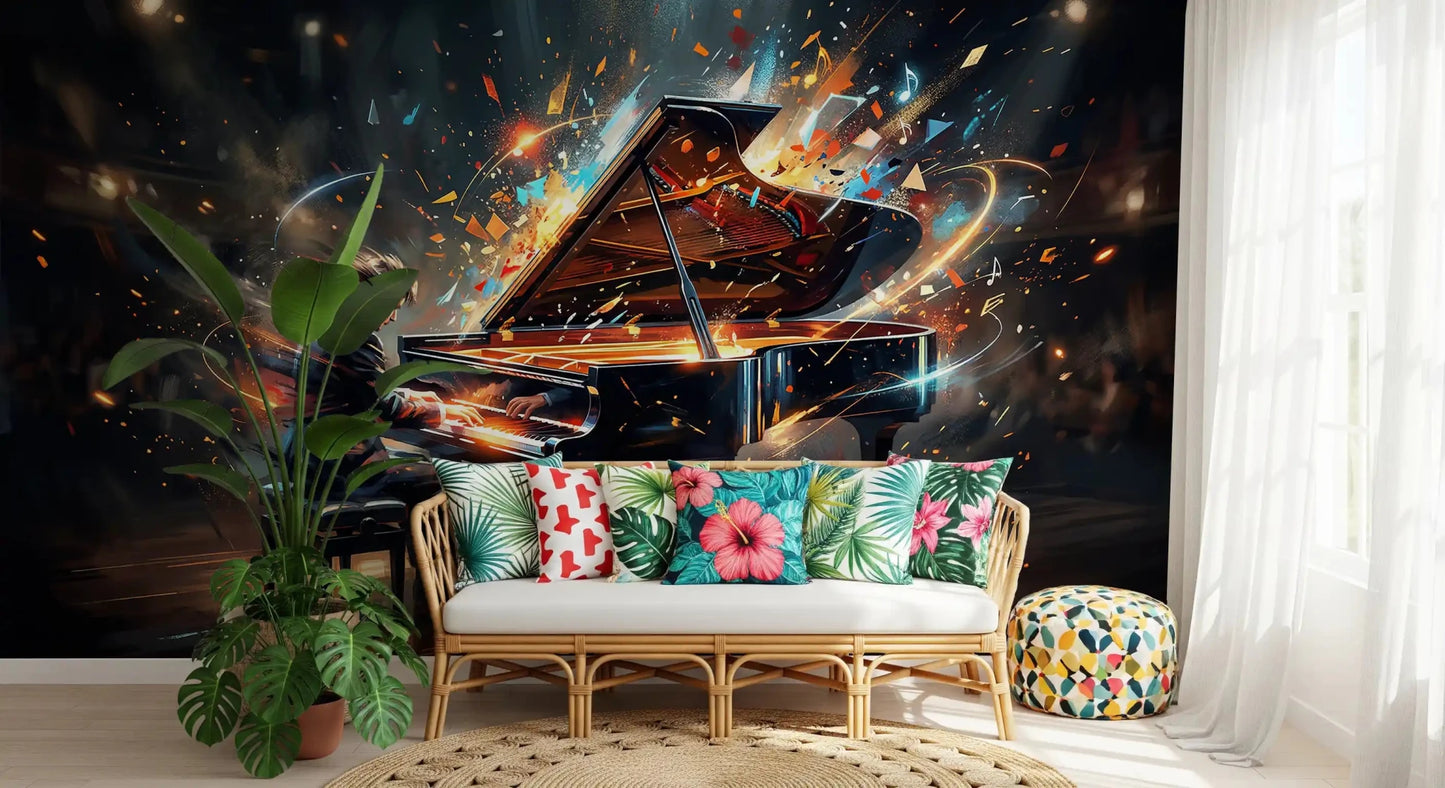 Music art wall mural with Symphony of Light piano visuals, GD9422