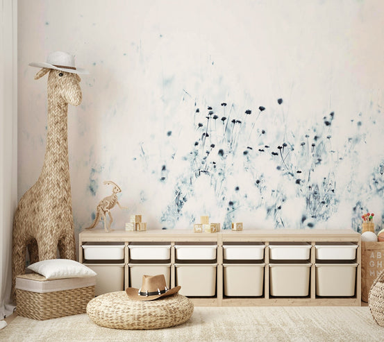 Syrian Thistle wall mural showing delicate dried blooms in a pale wintry haze GD4887
