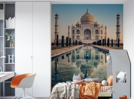 A Reflective Wonder Wall Mural with a symmetrical palace GD5053
