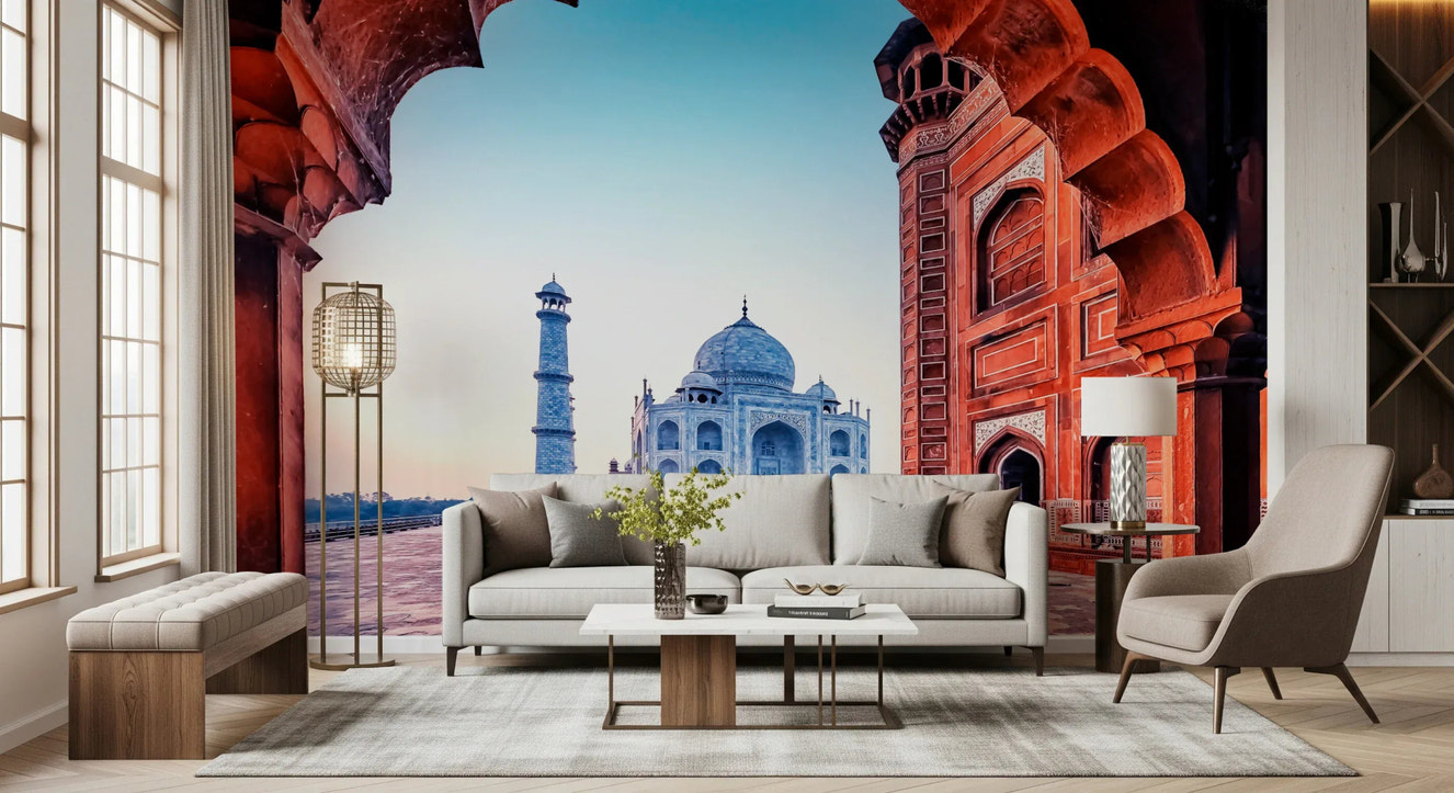 Grand Mughal monument wallpaper mural for a serene master bedroom wall.