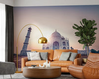 Taj Mahal wall mural featuring intricate marble architecture
