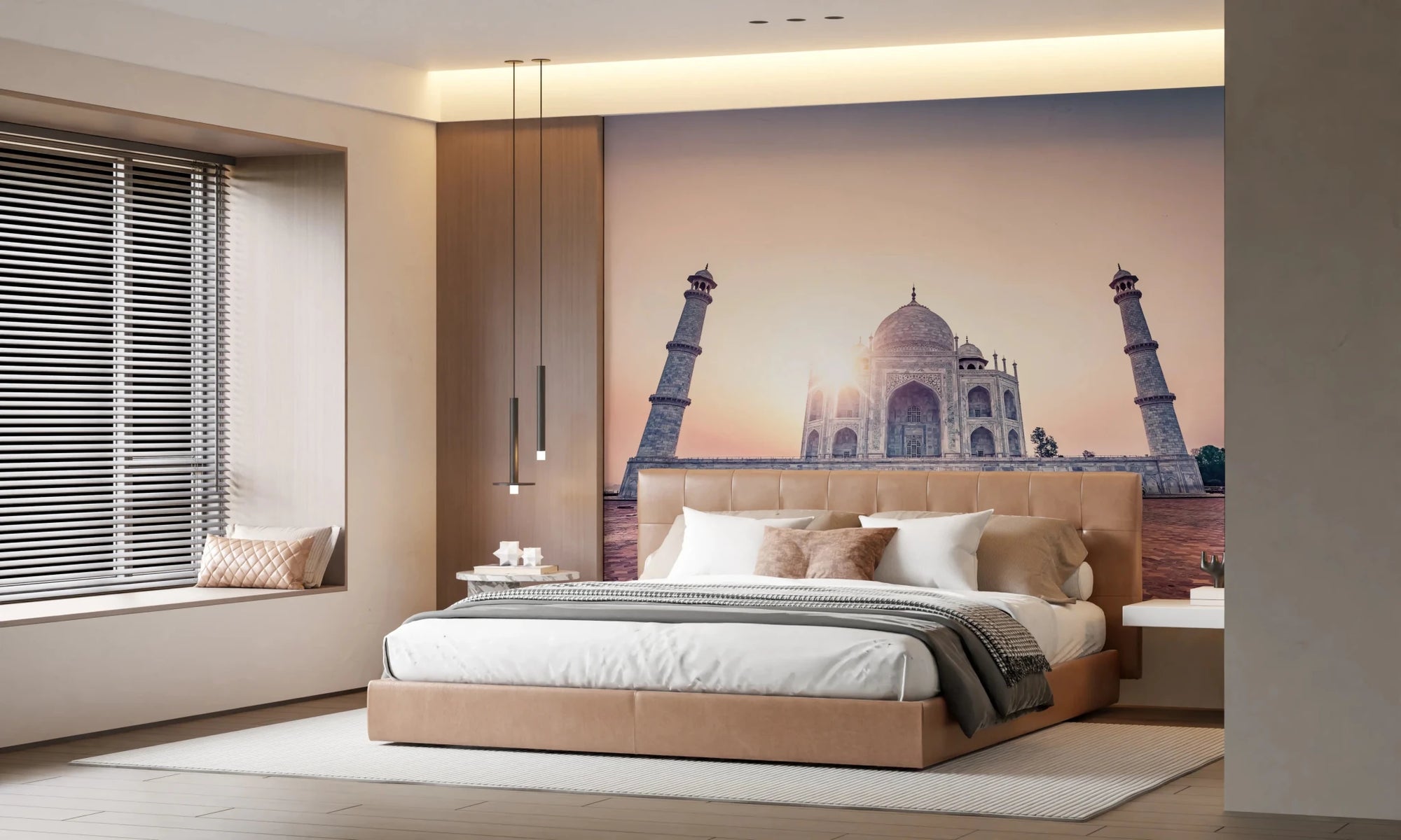 Taj Mahal Majesty Wall Mural with sunset architectural view, GD8382