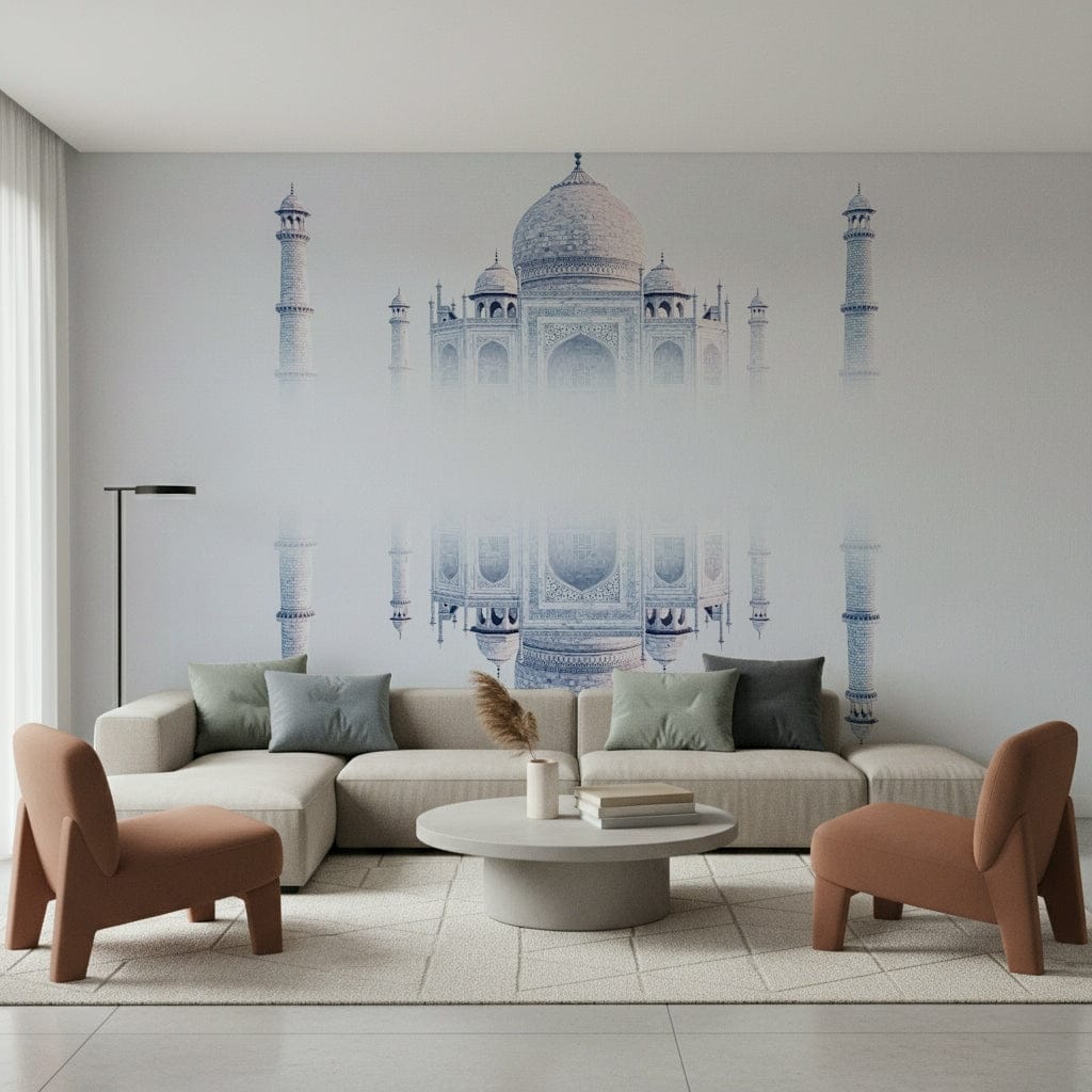 Taj Mahal Mirage Wall Mural with serene marble reflection GD7335
