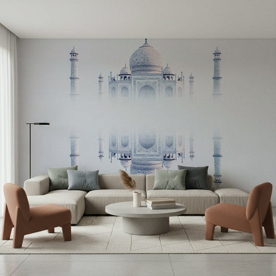 Taj Mahal Mirage Wall Mural with serene marble reflection GD7335
