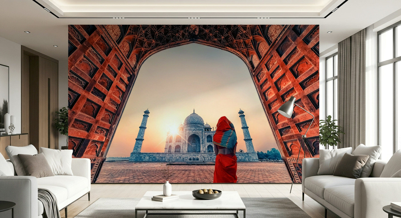 Taj Mahal at sunset Wall Mural