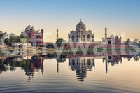 Elegant monument wallpaper featuring a clear sky and calm water reflection.
