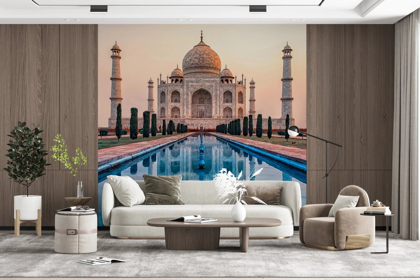 Cultural landmark wall mural for luxury apartment interiors