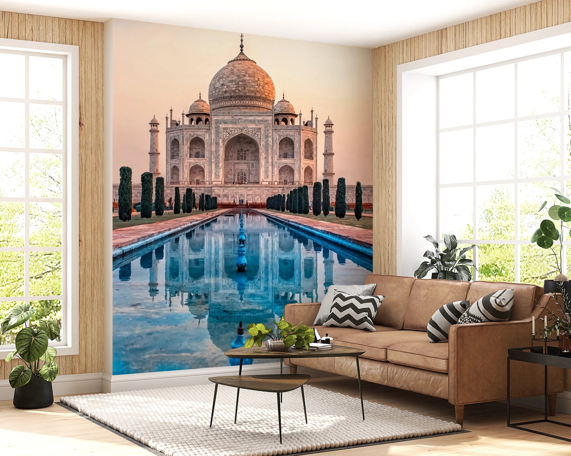 Architectural monument wallpaper for peaceful lounge areas