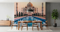 Taj Mahal wall mural featuring grand architectural symmetry