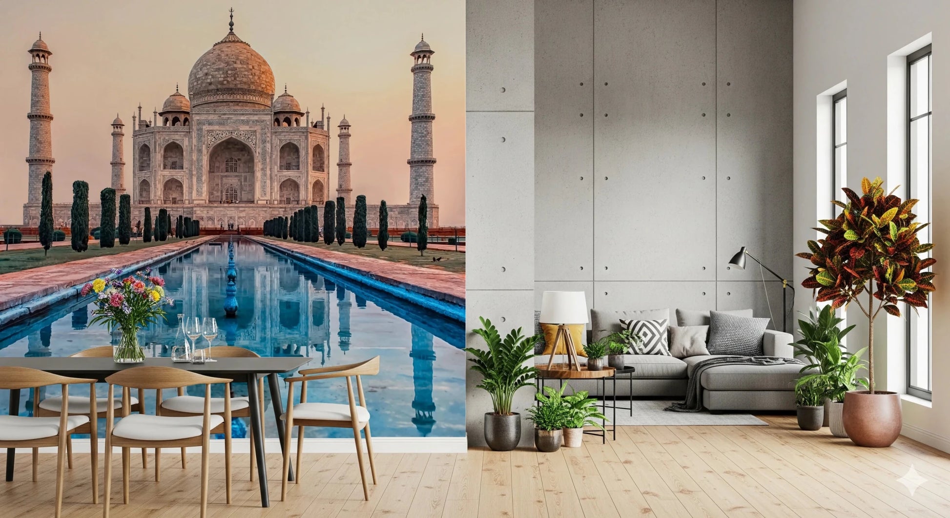 Iconic marble mausoleum wallpaper for living room feature walls