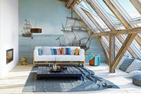 Tall ships on the horizon, detailed view


