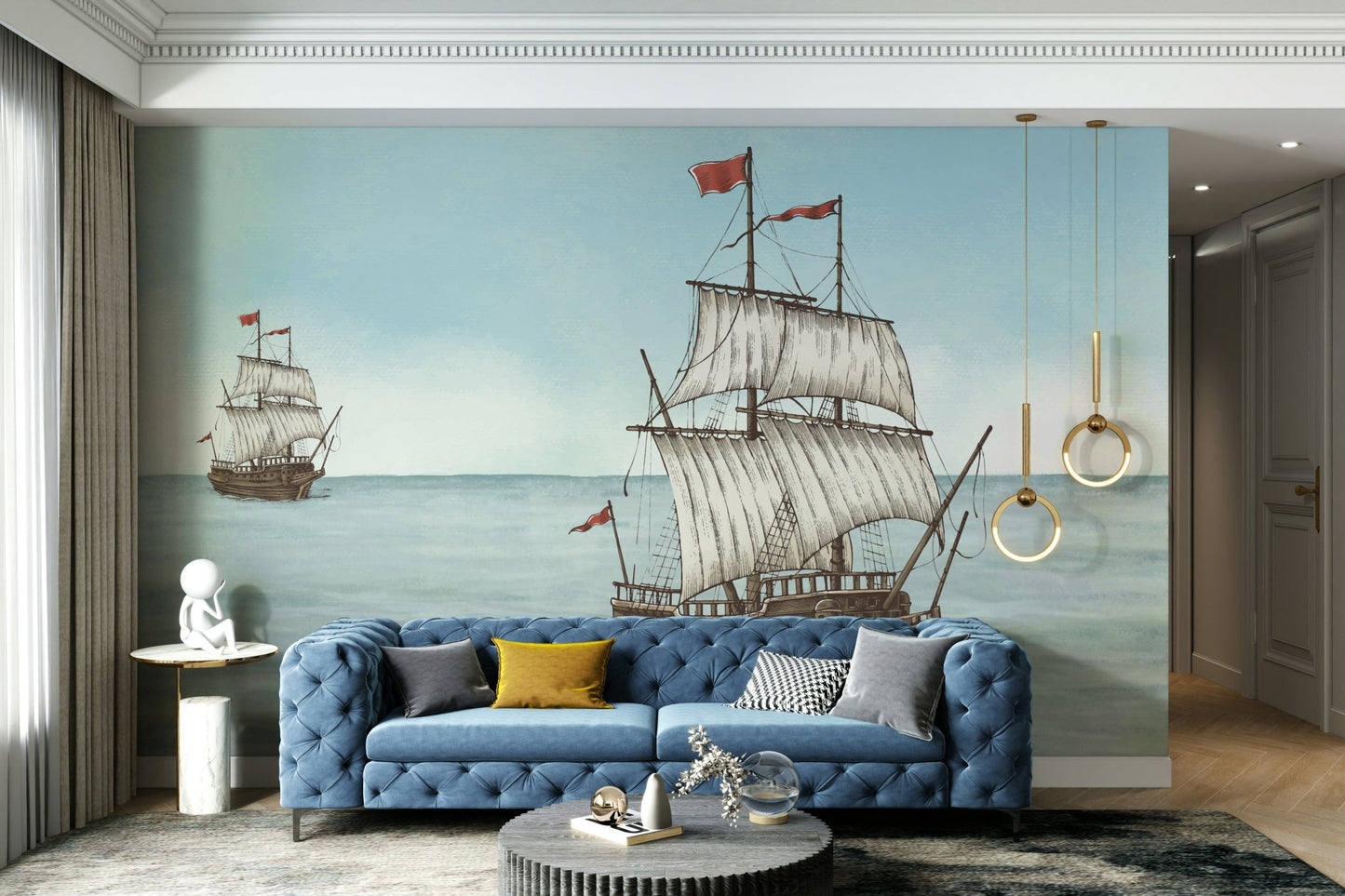 Wall decor showing a peaceful seaside view

