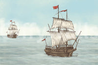 Tall ships on the horizon, peaceful and relaxing

