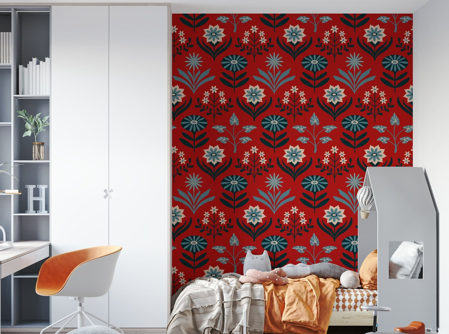 Mid-century modern floral pattern.

