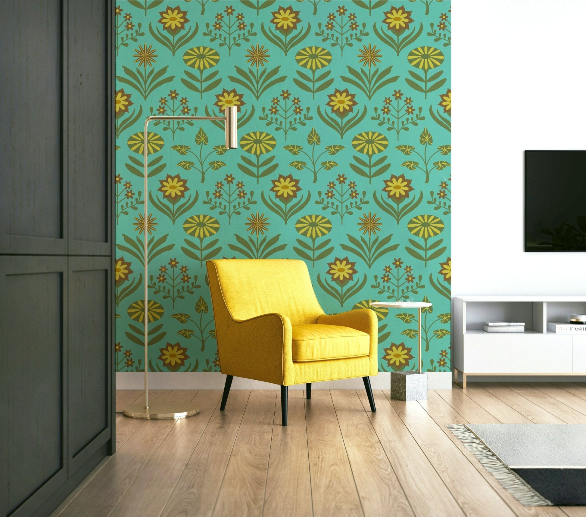 Mid-century modern floral pattern.

